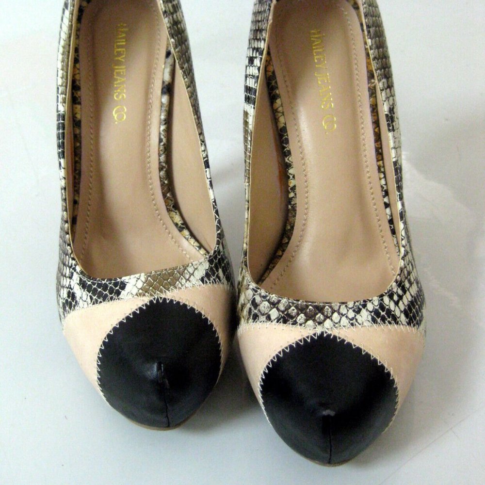 Hailey Jeans Co Fly-30 Double Stitch Snakeskin Print Pumps Stiletto Size 8 NEW